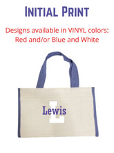 Load image into Gallery viewer, Blue Trim Canvas Tote
