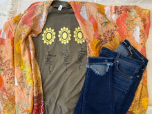 Load image into Gallery viewer, The Sunset Kimono pairs perfectly with our &quot;Bloom&quot; tee
