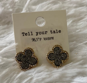 Black Gold Accent Clover Earrings